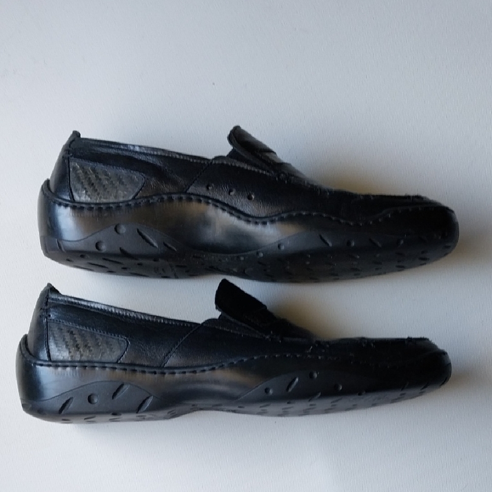 TOSCHI Italian CSI Equi Black Leather Slip-On Loafer DRIVING Slipper Size 9